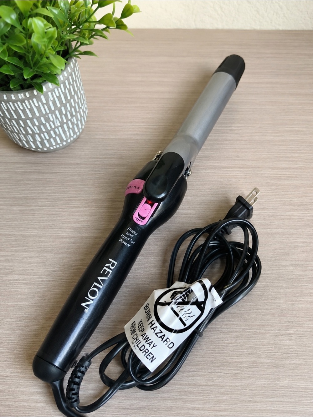Revlon Black and Silver Curling Iron with Pink Accents